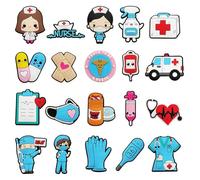 20 Paquete de decoraciones de zapatos picos de la enfermera médica de la enfermera de zapatos decoraciones de bricolaje para las insignias, la medicina, accesorios zuecos, decoraciones de bricolaje