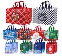20 Paquetes de Bolsas Navideñas de Tamaños Varios, Bolsas Reutilizables con Asas Incluye 4 Extra Grandes, 8 Grandes, 8 Medianas, Bolsas Navideñas de Tela No Tejida para Regalos