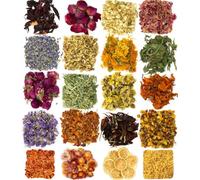 20 Paquetes de Tipos de Flores para Jabón Flores Secas Pétalos Secos Kit de Hierbas Lavanda Rosa Lirio Jazmín Forget-Me-Not para DIY Crafters Resina Arte Bombas de Baño Jabón Fabricación de Velas.