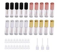 20 paquetes de tubos de brillo de labios de 1,2 ml, mini botellas de bálsamo labial recargables transparentes con inserciones de goma y 3 pipetas de transferencia para muestras de labios (4 colores)
