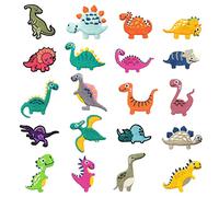 20 parches de bordado de dinosaurios pequeños para niños, pegatinas de dibujos animados, pegatinas de tela de costura, accesorios de ropa, sombreros, mochilas (varios patrones)