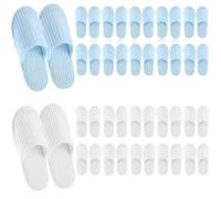 20 pares de pantuflas de hotel: pantuflas desechables con punta cerrada y forro polar de coral suave, a granel para invitados, spa, hogar, fiestas, 10 blancas y 10 azules