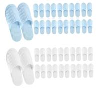 20 pares de pantuflas de hotel, pantuflas desechables con punta cerrada y forro polar de coral suave, a granel para invitados, spa, hogar, fiestas, 10 blancos y 10 azules.