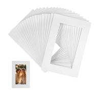 20 paspartús, tamaño exterior 10 x 15 cm, paspartú de cartoncino, tamaño interior 6,1 x 11,2 cm, paspartú de papel de 1,5 mm de grosor, paspartú blanco para fotos, imágenes, impresiones artísticas