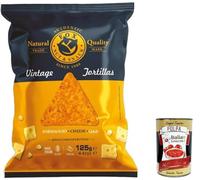 20 patatas naturales FOX Natural Quality Vintage Tortilla chips de queso, Nacho Cheese Corn, patatas fritas italianas hechas a mano premium 125 g + Polpa italiana Gourmet 400 g