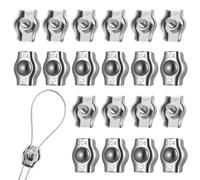 20 Pcs Abrazadera de Cable Abrazadera Cable Acero, M3 Guardacabos, Abrazaderas para Cables de Acero Inoxidable 304 para cables, tensores tendederos, fijación para toldos