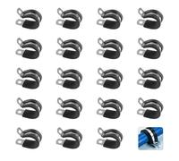 20 Pcs Abrazaderas para Tubos, 20mm Abrazaderas de Tubo con Inserto de Goma, Clips P de Goma, Abrazadera de Manguera, Abrazadera de Cable de Acero Inoxidable, P Clips de Cables(20 mm)