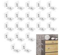 20 Pcs Anclaje Mueble Pared sin Taladrar, Kit de Soportes Seguridad para Muebles, Protección Antivuelco para Muebles, Anclajes de Pared Autoadhesivo para Armarios Estanterías Cómodas Aparadores