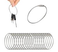 20 Pcs Aros Anillas para Llaveros Alambre de Acero Inoxidable con Cierre de Rosca, 15 cm Llaveros de Alambre Cable de Acero Inox para Colgar Etiquetas de Equipaje Llaves etiquetas de identificación