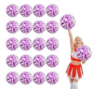 20 Pcs cheerleading poms,13.7inch pom poms cheerleading with Four finger payment Cheer Pom Pomsfor Dance, Matches, Team Spirit Sports (Rose red+white)