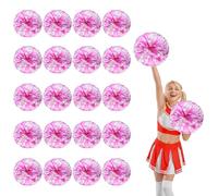 20 Pcs cheerleading poms,13.7inch pom poms cheerleading with Straight handle style Cheer Pom Pomsfor Dance, Matches, Team Spirit Sports (Rose red+white)