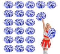 20 Pcs cheerleading poms,14.57inch pom poms cheerleading with Handle style Cheer Pom Pomsfor Dance, Matches, Team Spirit Sports (Blue+White)