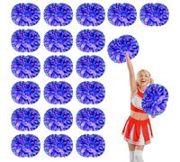 20 Pcs cheerleading poms,14.57inch pom poms cheerleading with Handle style Cheer Pom Pomsfor Dance, Matches, Team Spirit Sports (Lake Blue+Purple)
