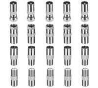 20 Pcs Conector Antena TV, Adaptador Cable Antena SAT, F Conector de Cable Coaxial F Macho/Hembra, Acoplamiento F, Adaptadores de Enchufe de Antenas, Conectores Coaxiales para Cables Satelital