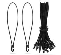 20 Pcs Cuerdas Elásticas Cortas con Ganchos, 10 cm para Pulpos Elasticos con Ganchos, Cuerda Tensora Elastica, Tensores de Lona de Goma con Gancho para Lonas Redes Tiendas de Campaña, Negro
