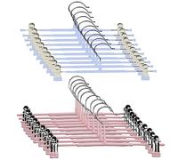 20 Pcs de 30 cm para Evitar Arañazos de Perchas de Metal, 2 Colores, Percha para Pantalones Cortos, Faldas, Calcetines, Ropa Interior, con Clips Antideslizantes y Ganchos Giratorios