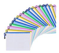 20 Pcs de A5 Con Cremallera Bolsas para Archivo de Documentos Bolsa Resistente al Agua Proyecto Monedero Bolsillos de Plástico con Cremallera Documentos de Viaje Cosméticos Almacenamiento de Recibos