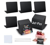 20 PCS Mini Pizarras De Pie Negro, Pizarra Pequeña, Mini Letreros De Pizarra De Pie Fácil De Escribir Y Limpiar, Decoración De Bodas Cumpleaños Bares Y Fiestas(10x7.5cm)