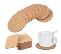 20 PCS Posavasos de Corcho de Madera, Posavasos de Corcho Reutilizable, Posavasos de Corcho Redondos y Cuadrados, Oficina, Bar, Etc