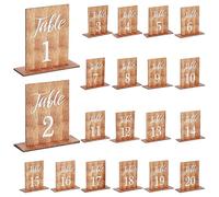 20 Pcs Wedding Wooden Table Numbers with Wooden Base Rustic Wedding Centerpieces Tables Markers Bridal Banquet Table Decoration for Reception Banquets Cafes Bars Restaurant forty Decor