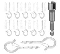 20 PcsGanchos de Tornillo, Alcayatas Pared, Ganchos Atornillables, Ganchos de Techo con Cierre de SeguridadGanchos de Rosca para Colgar Taza Luces de Hadas Plantas en Macetas jardín, Blancos