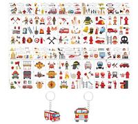 20 Pegatinas De Tatuaje De Camión De Bomberos, 2 Colgantes De Fuego, Pegatinas De Tatuaje De Bombero Para Niños, Pegatinas De Tatuaje De Bombero