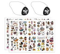 20 Pegatinas De Tatuajes Piratas, 2 Parches De Ojos De Calavera, Pegatinas De Tatuajes Para Niños, Pegatinas De Tatuajes De Brazos, Pegatinas De Tatuajes Divertidos