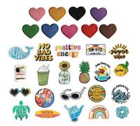 20 Pegatinas De Tela De Dibujos Animados Y 9 Pegatinas De Tela De Amor, Pegatinas De Tela Bordadas, Lindas Pegatinas De Tela, Accesorios De Decoración De Ropa, Suministros De Ropa De Bricolaje