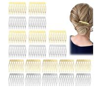 20 Peinetas Laterales Metálicas de 10 y 8 Dientes, Peinetas Laterales Francesas para Cabello de Mujer Peines laterales con dientes para accesorios de cabello con clip plateado y dorado para moño