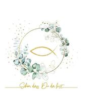 20 pequeñas servilletas de cóctel con forma de pez alrededor de eucalipto, oro blanco | comunión | confirmación | bautismo | niño | niña | hermoso que estás ahí | manualidades | decoupage | técnica de