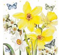20 pequeñas servilletas de cóctel de narcisos en plena apertura, primavera, Pascua, decoración de mesa, decoupage, técnica de servilletas, 25 x 25 cm