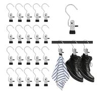 20 Perchas Clip para Colgar, Ganchos Pinza, Percha Botas, Pinzas de Metal Versátiles con Rotación de 360°, Diseño 2 en 1 con Pinza y Gancho, Adecuadas para Ropa, Zapatos, Pantalones, Toallas