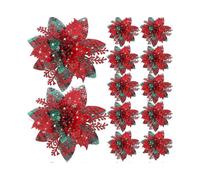 20 pieces 14.5 cm glittering artificial Christmas flowers, Merry Christmas tree decoration, Happy Year, ornaments, Christmas, E Ref: 9851