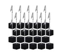 20 Pieces Cube Base Memo Clip Holder with Alligator Clip Wood Base Table Number Holder Cube Base Pla