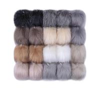 20 Pieces DIY Faux Fox Fur Pom Pom with Elastic Loop compatible with Hats Keychains Scarves Gloves B