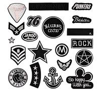 20 Pieza parches de bordado negro, accesorios de ropa de bricolaje, mini Parche termoadhesivo, parches de planchado, para la reparación y decoración de pantalones, chaquetas, mochilas