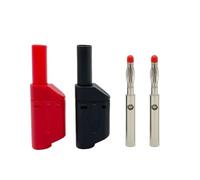 20 piezas/10 Pares 4mm Rojo Negro Macho Vaina retráctil apilable Conector de Soldadura de Cable con Conector Banana(20 Black)