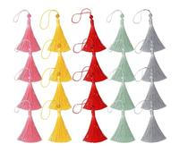 20 Piezas 13cm Pompones Coloridos, Borlas, Borlas con Cuentas, Marcapáginas y Llaveros de Seda Suave, Decoración Colgante de Borla para Fabricación de Joyas, Proyectos de Bricolaje, Marcapáginas