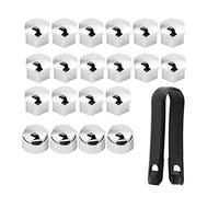 20 piezas 17mm tuerca rueda de coche Auto Hub tornillo protección tapa antirrobo para la mayoría de ruedas de coche Nylon PA66(Plata)