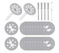 20 Piezas 22 mm Mini Discos de Corte de Diamante para Dremel, Rueda de Cortar Diamante con 4 Mandriles de 3 mm para Piedra y Cristal, Mini Discos de Corte Perforados para Herramientas Rotativas Dremel