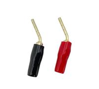 20 Piezas 2mm Rojo Negro Pin Curvo Conector de Clavija de plátano ángulo Recto Conectores Macho Banana Cable de Altavoz de Conectores(20 Red)
