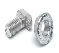 20 piezas 4040 Series Tornillo T de cabeza de martillo y 20 piezas de tuerca de brida, niquelado para perfil de aluminio de ranura en T estándar europeo de la serie 4040 (M8 x 16 mm)