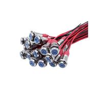 20 Piezas 6mm Metal LED Luz Indicadora de Advertencia Lámpara de Señal Piloto Luces de Visualización A Bordo con Cable 3V Azul