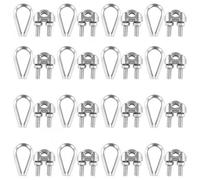 20 Piezas Abrazaderas de Cable de Acero, Kit de Presillas Cable Acero M5 con Perno en U, Wire Rope Clips para Sujeción de Cuerda de 5mm, para Tendederos, Toldos, Cuerdas (M4)