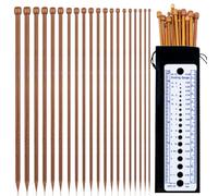 20 Piezas Agujas de Tejer de Bambú,Set de 10 Pares de Agujas de Punto con Estuche de Almacenamiento,Agujas de Bambú Una Punta Tamaños 10 Tallas para Principiantes y Expertos