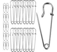 20 Piezas Alfileres De Seguridad De Gran Tamaño,Pines Acero Inoxidable De 50mm Resistentes para Ropa,Mantas,Lona,Cuero, Manualidades, Faldas con 30 Clips Metal 28mm