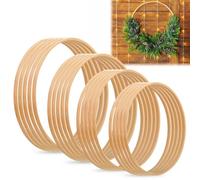 20 Piezas Aros Florales de Madera, Aros de Decoración de Madera, Bambú Aros para Atrapasueños 4 Tamaños Anillos de Atrapasueños de Bambú Aro Madera para Colgar en la Pared (13cm/15cm/18m/20cm)