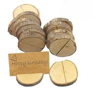 20 PIEZAS Artículo de madera Clip tarjeta corteza tronco Decoración boda hogar y festival Base mensaje alta Superficie lisa Estilo simple natural Estable