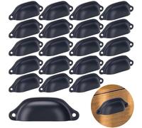 20 Piezas asas vintage para conchas, cajones de hierro, manijas de concha vintage, asas de hierro, mango negro para gabinete, cajones, armario de farmacia