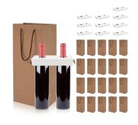 20 Piezas Bolsa Botella Vino, Doble Bolsas para Regalos de Vino Bolsa de Vinoss con 10 Broches, Bolsa Vinos Regalo Bolsa Regalo Botella Vinos para Navidad Cumpleaños Bodas Aniversario (Marrón)